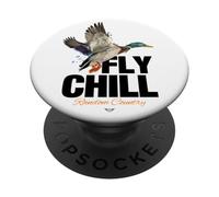 Fly Chill, Cool Colorful Mallard Duck Illustrayion Graphic PopSockets PopGrip Adhésif