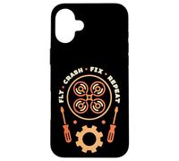 Fly Crash Fix Drone Quadrirotor Pilote Vieilli Drone Coque pour iPhone 16 Plus