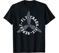 Fly Crash Fix Repeat - Funny Drone Racing FPV Quad Pilot T-Shirt Black(XX-Large)