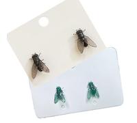 Fly Earrings 2 Pair - Realistic Simulation Mini Black Fly Prank Earrings, Funny Novelty Animal Earring for Men & Women, Funny Novelty Abstract Gift (B+G)