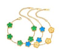 FLY FEI Bracelet plaqué or 18 carats avec trèfle à quatre feuilles pour femme, bracelet porte-bonheur réglable, cadeau hypoallergénique, pour anniversaires, bien-être et usage quotidien, 0.51*0.12