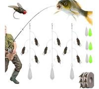 Fly Fishing Bait, Multi-Hook Artificial Fly Fishing Lure Set, with 2 Throwing Aids, Hook Soft Bait Add Fish Attractant Gear Freshwater, for All Kinds of Fish (3 Hooks,3pcs)