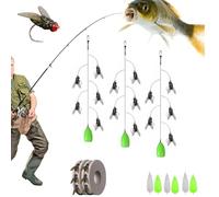Fly Fishing Bait, Multi-Hook Artificial Fly Fishing Lure Set, with 2 Throwing Aids, Hook Soft Bait Add Fish Attractant Gear Freshwater, for All Kinds of Fish (5 Hooks,3pcs)