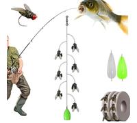 Fly Fishing Bait, Multi-Hook Artificial Fly Fishing Lure Set, with 2 Throwing Aids, Hook Soft Bait Add Fish Attractant Gear Freshwater, for All Kinds of Fish (7 Hooks,1pcs)