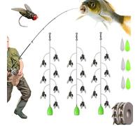 Fly Fishing Bait, Multi-Hook Artificial Fly Fishing Lure Set, with 2 Throwing Aids, Hook Soft Bait Add Fish Attractant Gear Freshwater, for All Kinds of Fish (7 Hooks,3pcs)