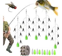 Fly Fishing Bait, Multi-Hook Artificial Fly Fishing Lure Set, with 2 Throwing Aids, Hook Soft Bait Add Fish Attractant Gear Freshwater, for All Kinds of Fish (5 Hooks,5pcs)