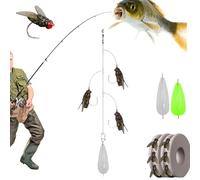 Fly Fishing Bait, Multi-Hook Artificial Fly Fishing Lure Set, with 2 Throwing Aids, Hook Soft Bait Add Fish Attractant Gear Freshwater, for All Kinds of Fish (3 Hooks,1pcs)
