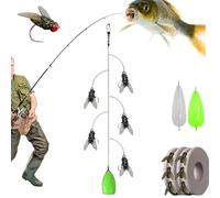 Fly Fishing Bait, Multi-Hook Artificial Fly Fishing Lure Set, with 2 Throwing Aids, Hook Soft Bait Add Fish Attractant Gear Freshwater, for All Kinds of Fish (5 Hooks,1pcs)