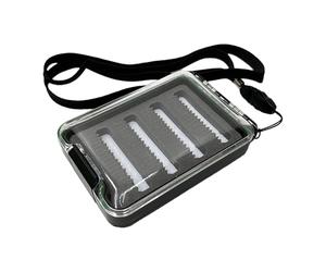 Fly Fishing Box Case, Jig Storage Organizer, One-Sided See-Through Lure Container, Portable Pocket Gear with Lanyard, Compact Utility Holder for Mobile Angler Travel Use, 4.13x2in
