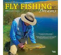 Fly Fishing Dreams Calendrier mural mensuel carré 2026 30,5 x 61 cm (suspendu) | BrownTrout | Lac de rivière et sport de plein air