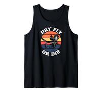 Fly Fishing Dry Fly Or Die Retro Sunset Angler Design Débardeur