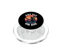 Fly Fishing Dry Fly Or Die Retro Sunset Angler Design PopSockets PopGrip pour MagSafe