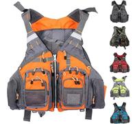 Fly Fishing Life Vest for Adults, Multifunctional Kayak Safety Vest with High Buoyancy Breathable Mesh and Multi-Pockets for Boating Paddle Boarding Water Sports Men and Women(Orange)