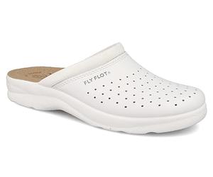 Fly Flot 82094 Sandales Sabot Homme Professional Santé Cuir Véritable Blanc, Blanc, 40 EU