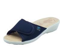 Fly Flot Bevilacqua Sandales pour Femme en Maille élastique, Ouvertes avec Velcro Unique réglable, Semelle intérieure rembourrée en Cuir Glissante, Bleu, 38 EU