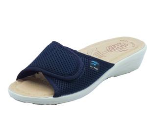 Fly Flot Bevilacqua Sandales pour Femme en Maille élastique, Ouvertes avec Velcro Unique réglable, Semelle intérieure rembourrée en Cuir Glissante, Bleu, 38 EU