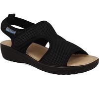 Fly Flot Bisceglia Sandales pour Femme en Maille élastique, avec Velcro réglable, Semelle intérieure en Evopell Glissante, Noir, 40 EU