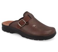 Fly Flot | Classic Man, Chaussons homme avec boucle réglable, multiprise avec tige extensible adaptative en microfibre élastique, semelle intérieure rembourrée en cuir anti-choc, marron foncé, 45 EU