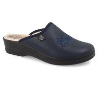 Fly Flot | Classic Woman, Chaussons pour femme avec broderie, Chaussons avec empeigne doublée en laine véritable, semelle intérieure en laine véritable, bleu, 37 EU