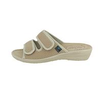Fly Flot Femme Borutta, Sandales en Maille élastique, avec Double Velcro réglable, Semelle rembourrée en Cuir, Beige, 37 Glissante