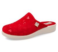 Fly Flot Femme Ciabatta Donna Invernale in Tessuto Con Cuoricini, Sottopiede Antishock Sandale Glissante, Rouge, 38 EU