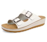 Fly Flot Femme Ciabatta Donna Morbida Microfibra A Due Fasce Con Fibbie Regolabili, Fodera Traspirante Air Flot E Sottopiede in Pelle Multiprise, Blanc, 38 EU
