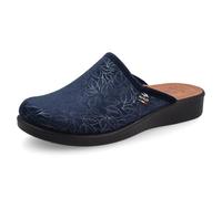 Fly Flot Femme Ciabatta Donna Morbida Microfibra Con Foglie, Sottopiede Imbottito Anti-Shock Pelle, Suola in Piumatec 3,5cm Mule, Bleu, 41 EU