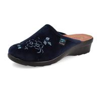 Fly Flot Femme Ciabatta Donna Morbida Microfibra Con Ricamo, Sottopiede Imbottito Anti-Shock Pelle, Suola in Poliuretano 4cm Mule, Bleu, 41 EU