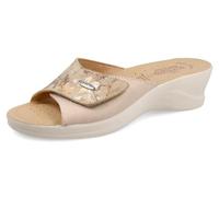 Fly Flot Femme Ciabatta Donna Morbida Microfibra Con Strappo Regolabile, Sottopiede in Pelle Antishock, Fodera Traspirante Multiprise, Beige, 39 EU