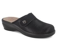 Fly Flot | Femme extractible Chaussons femme avec velcro et semelle amovible, tige extensible adaptative en microfibre élastique, semelle intérieure en cuir, Noir , 37 EU