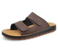 Fly Flot Homme Ciabatte Uomo Ecopelle Doppia Fascia Con Strappi Regolabili, Sottopiede in Pelle Antishock Mule, T Moro, 42 EU