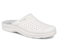 Fly Flot | Man Professional Sabots sanitaires pour homme, mules avec tige en cuir perforé, semelle intérieure en daim blanc, pointure 41