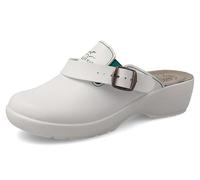 Fly Flot | Professional Certified, sabots sanitaires pour femme avec sangle et élastique réglable, chaussons avec tige et semelle intérieure en Evopell, Blanc, 42 EU