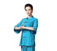 FLY FLU Tai Chi Femme，Homme Qi Gong Arts Martiaux Wing Chun Shaolin Kung Fu Taekwondo Entraînement Vêtements Vêtements pour Seniors Débutants Hommes Femmes,Blue-L