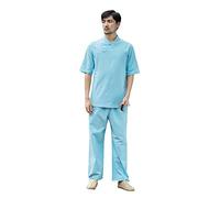 FLY FLU Tai Chi Femme，Homme Tenue De Tai Chi pour Hommes en Coton Zen Costume De Méditation Zen Chinois Vêtements De Yoga Vêtements De Yoga avec Demi-Manches,Blue-XXL