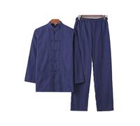 FLY FLU Tai Chi Uniforme Costume pour Hommes - Chinois Traditionnel Art Martial Wing Chun Shaolin Kung Fu Veste Vêtements De Formation -Vêtements Chinois,Navy-180cm