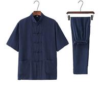 FLY FLU Tai Chi Uniforme Lin - Arts Martiaux Ensembles Chinois Traditionnel Hommes Femmes Vêtements Shaolin Kung Fu Wing Chun Taekwondo Coton Vêtements D'entraînement,Navyblue-XXXL