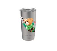 Fly High, Save, Cool Teddy Bear Goal Keeper Playing Soccer Gobelet isotherme en acier inoxydable double paroi