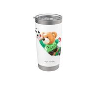 Fly High, Save, Cool Teddy Bear Goal Keeper Playing Soccer Gobelet isotherme en acier inoxydable double paroi
