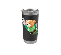 Fly High, Save, Cool Teddy Bear Goal Keeper Playing Soccer Gobelet isotherme en acier inoxydable double paroi