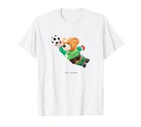 Fly High, Save, Cool Teddy Bear Goal Keeper Playing Soccer T-Shirt Graphique avec Valeur, Homme, Blanc, M