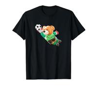 Fly High, Save, Cool Teddy Bear Goal Keeper Playing Soccer T-Shirt Graphique avec Valeur, Homme, Noir, L