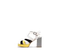 Fly London Femme ETIR455FLY Sandal, White/Black/Lemon, 37 EU
