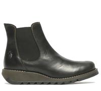 Fly London Femmes Noir Salv Bottes Chelsea Cuir Bottines Compensé Décontracté UK