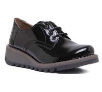 Fly London Simb K Fly Lace Up Shoes Unisex Trainer En Noir Laqué UK 1 - 13