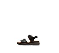 Fly London Women's HOIK557FLU Sandal, Black/orange, 37