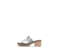 Fly London Women's TECH493FLY Sandal, Silver, 42
