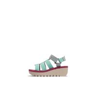 Fly London Women's YOJI198FLY Sandal, Sky blue/spearmint/lilac, 39