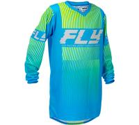 Fly Racing F-16, maillot jeune YS Bleu Clair/Jaune Néon/Gris Bleu Clair/Jaune Néon/Gris