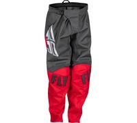 Fly Racing F-16 Pantalons de motocross pour jeunes, gris-rouge, taille XS pour homme